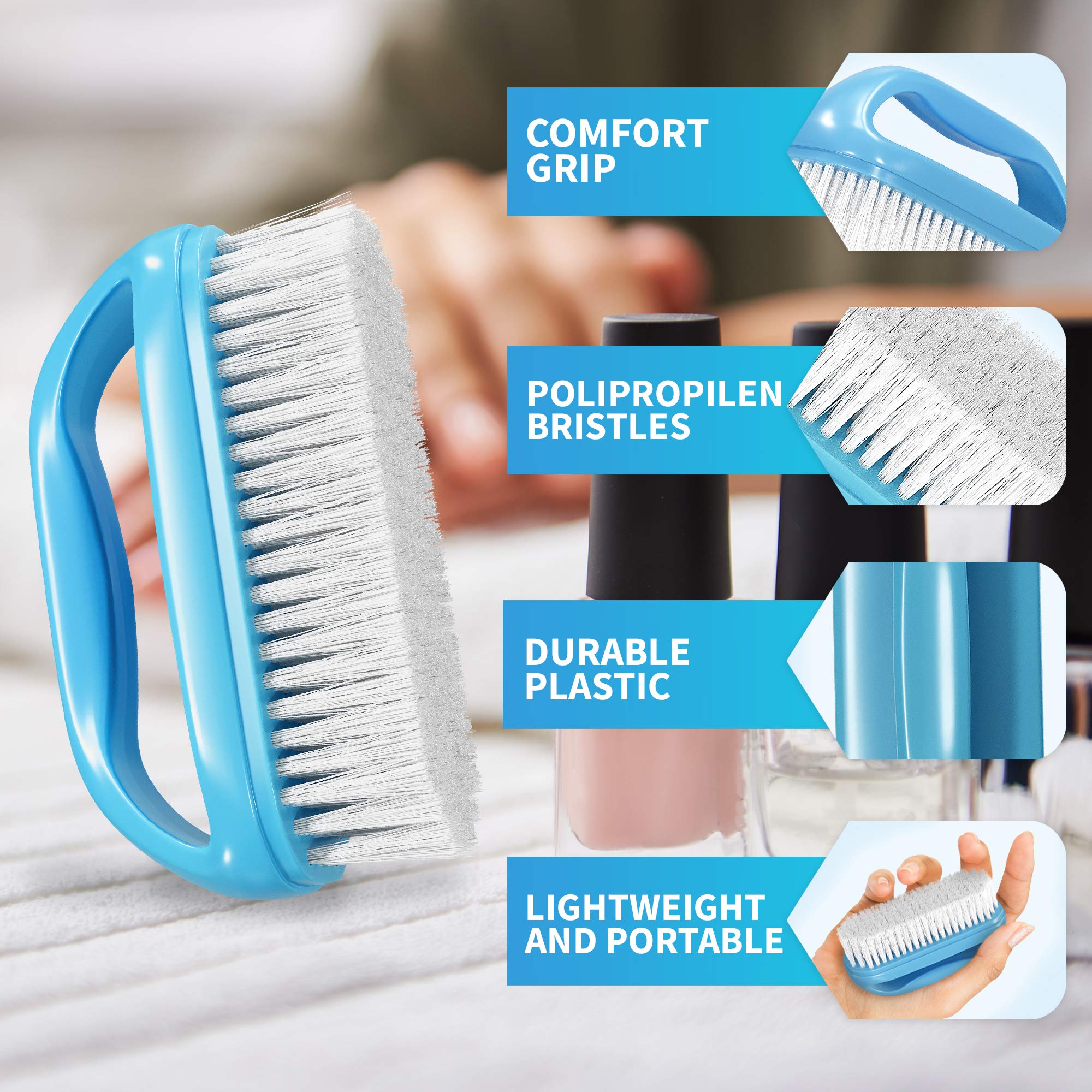 Konex fingernail scrub brush with ergonomic handle for deep cleaning