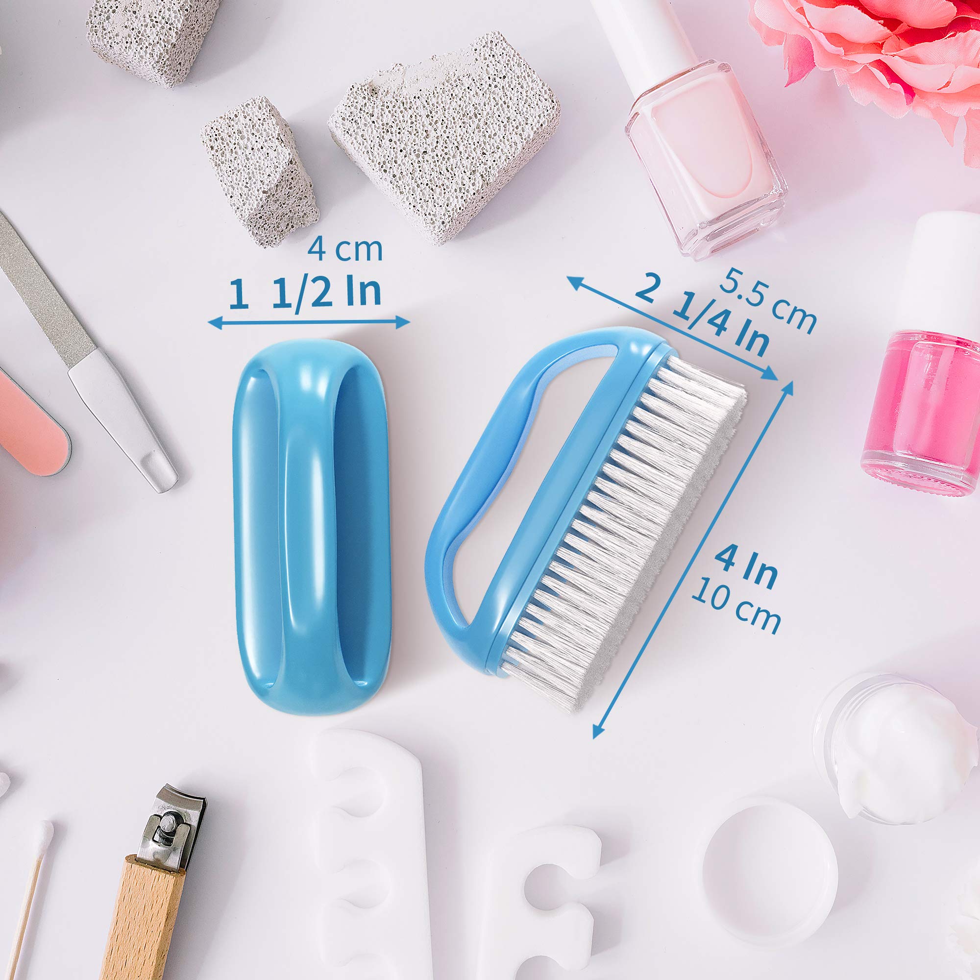 Heavy duty blue hand scrubber with dense synthetic bristles