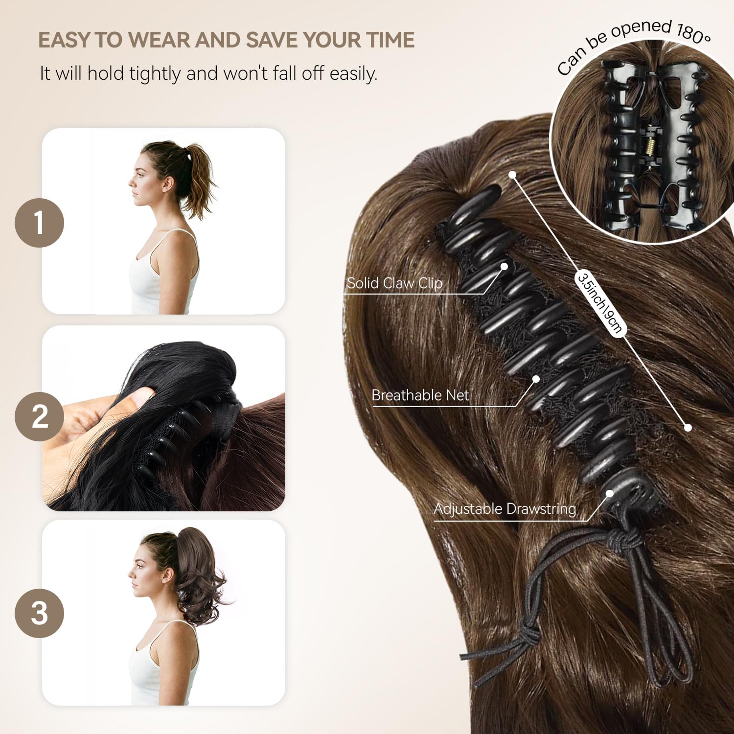 High temperature synthetic fiber texture of the light brown wavy hair piece.