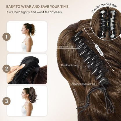 High temperature synthetic fiber texture of the light brown wavy hair piece.