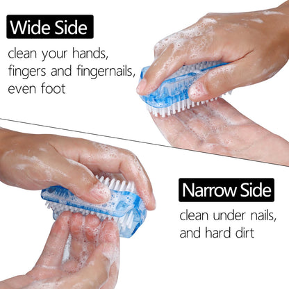 Ergonomic plastic handle grip of the xjinmin nail scrubber for secure holding.
