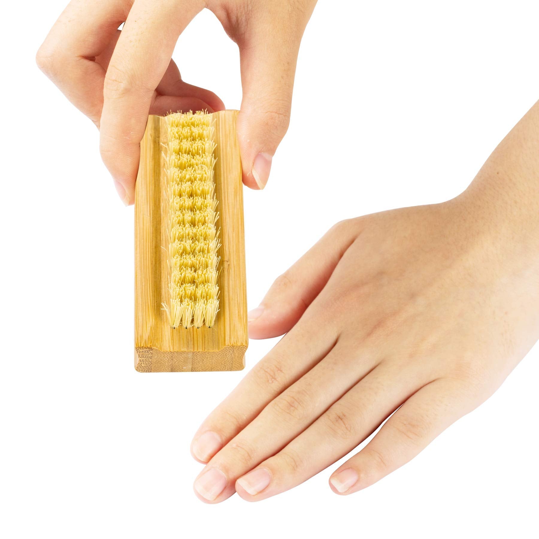 2 piece natural bamboo nail brush set packaging