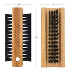 Hand scrubbing fingernails with Pumice Valley wooden brush