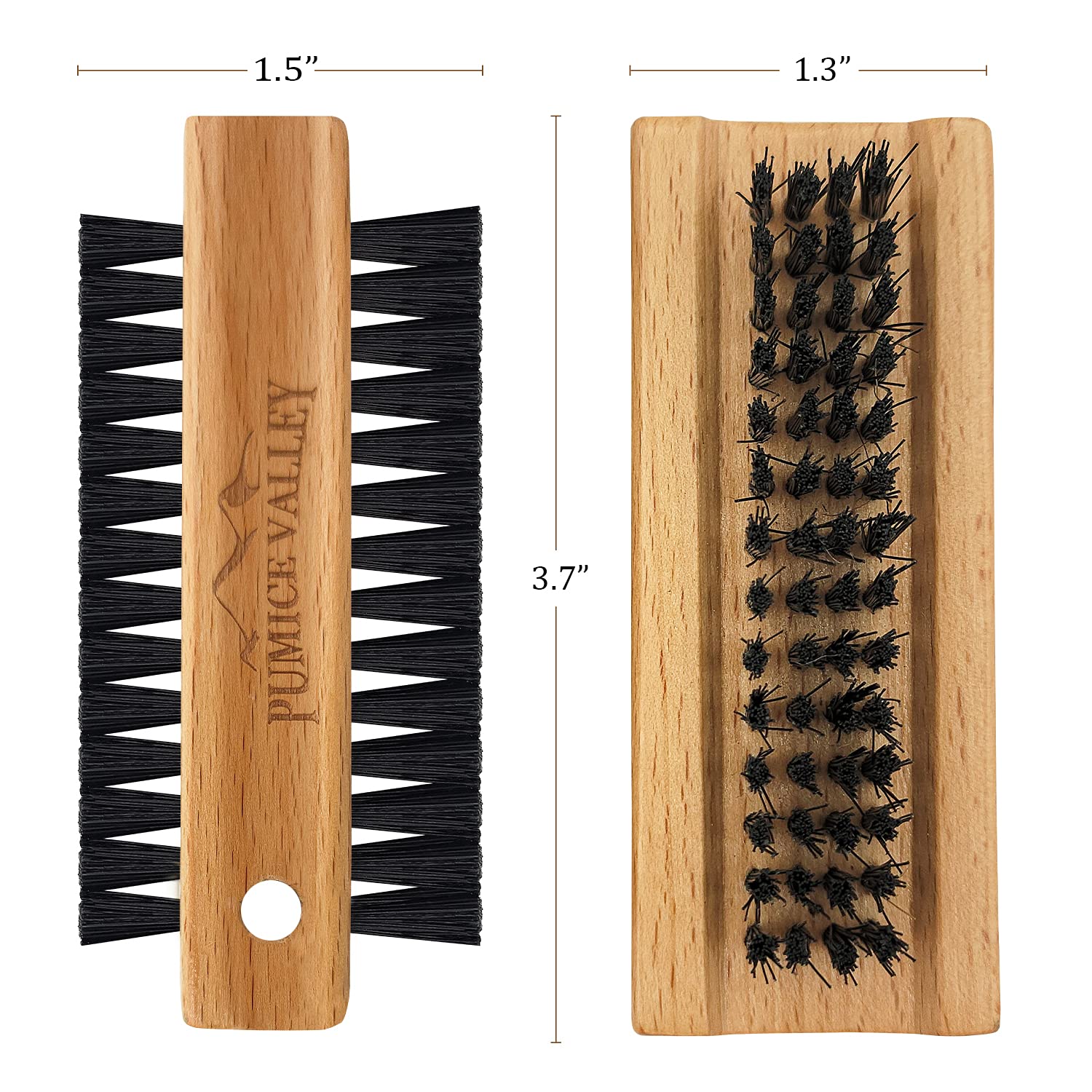 Hand scrubbing fingernails with Pumice Valley wooden brush
