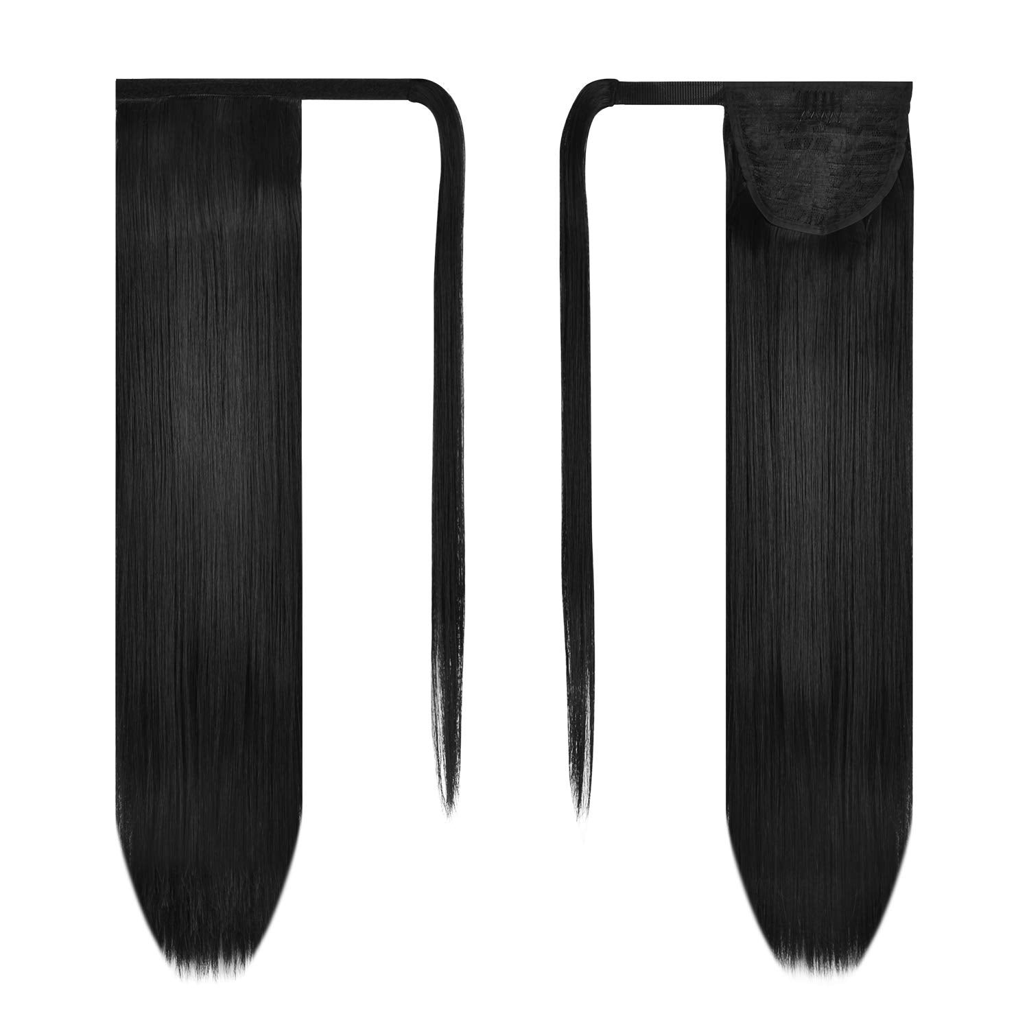 BARSDAR wrap around synthetic ponytail extension back view showcasing 26 inch length