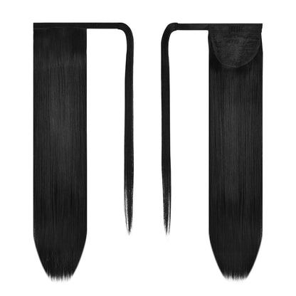 BARSDAR wrap around synthetic ponytail extension back view showcasing 26 inch length
