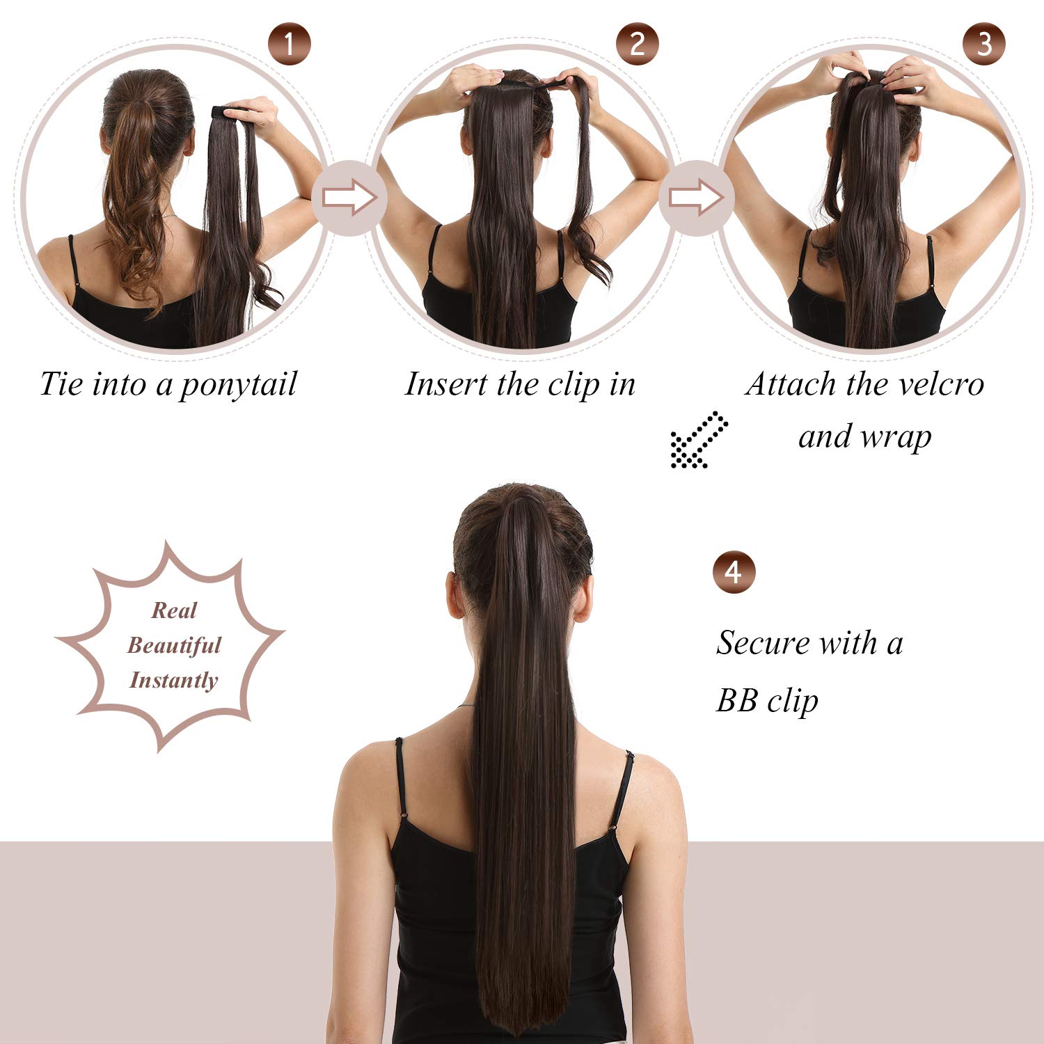 BARSDAR heat resistant synthetic hair extension being wrapped around a natural hair bun