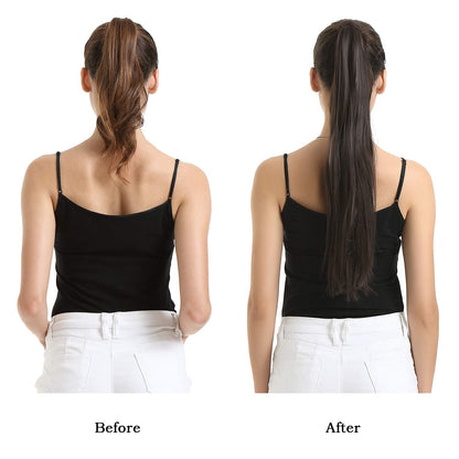 BARSDAR premium synthetic ponytail hairpiece in natural black package content view