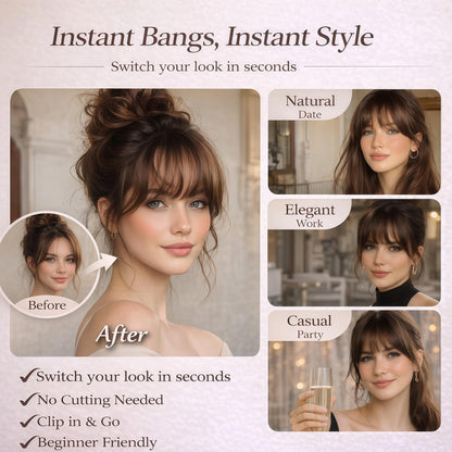 Real human hair curtain fringe extension showing realistic matte texture