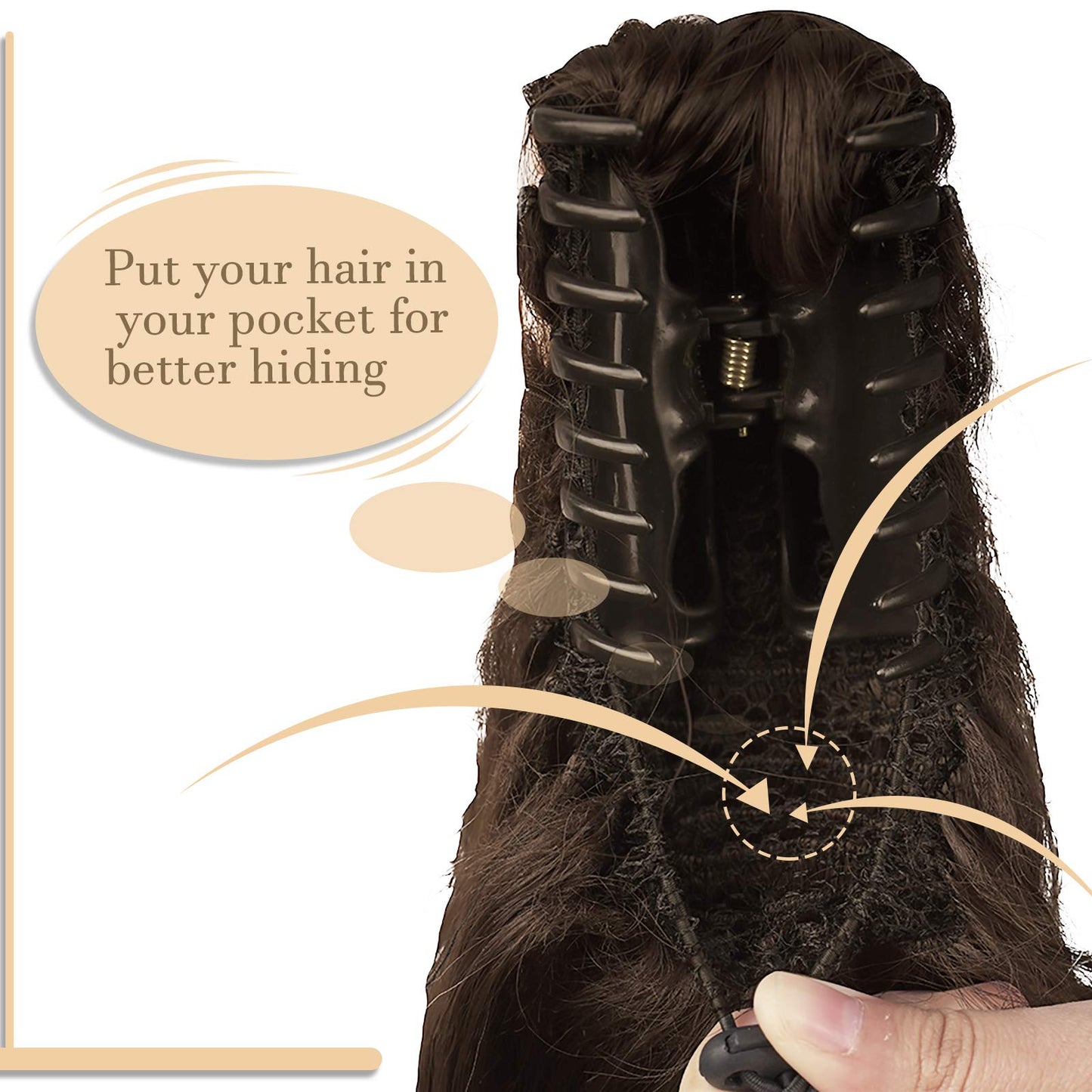 Step by step application of the Sofeiyan 13 inch ponytail extension over a natural hair bun