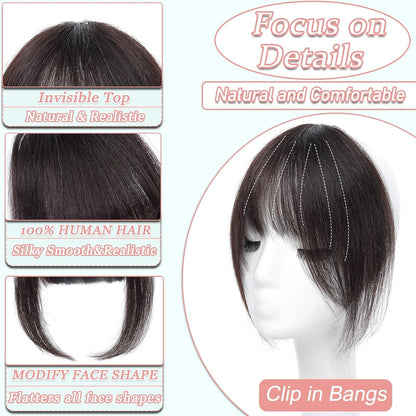Before and after volume enhancement using clip on human hair bangs