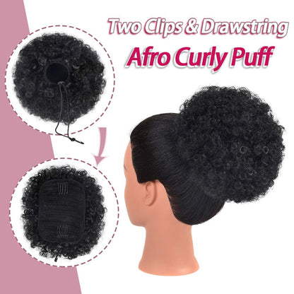 Rosmile short afro puff extension highlighting the eighty gram lightweight density and full round shape