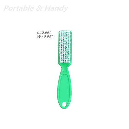 Close-up view of the flexible plastic bristles designed for gentle manicure and pedicure cleaning.