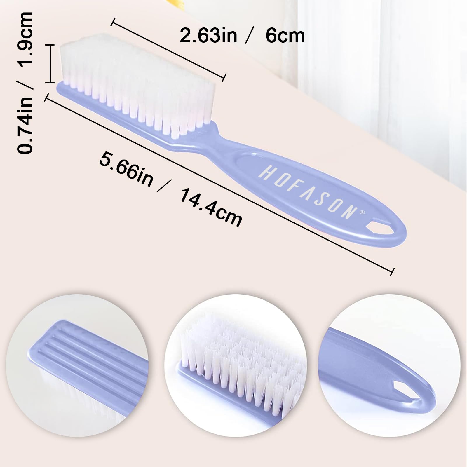 Side view of Hofason nail brush highlighting durable bristles