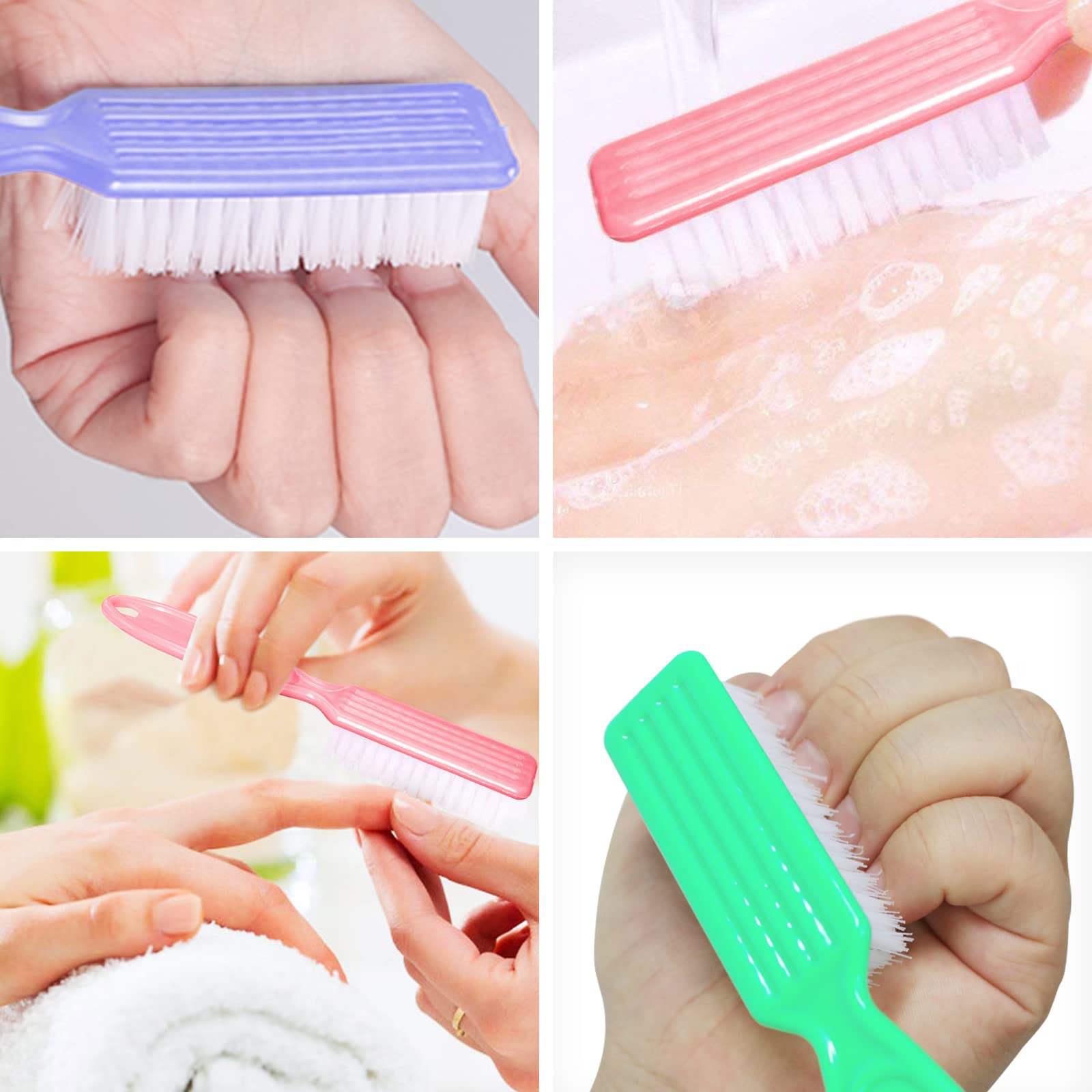 Person using Hofason nail brush for scrubbing fingernails