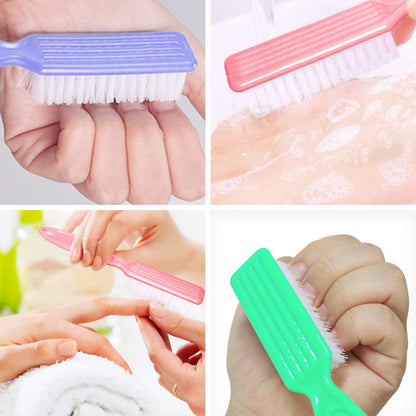 Person using Hofason nail brush for scrubbing fingernails