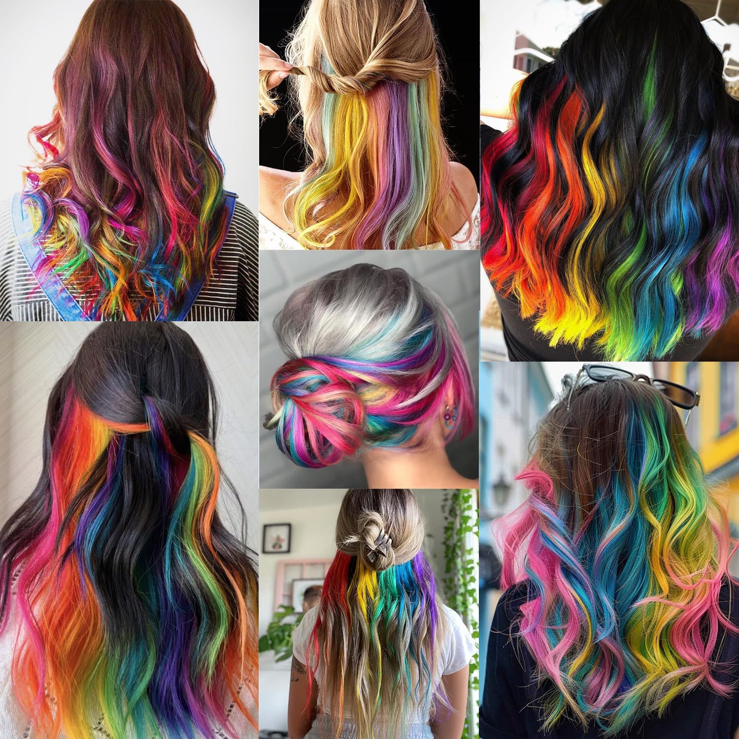 Packaging layout of the TOFAFA 22 pieces colorful hair extension gift set for women and kids