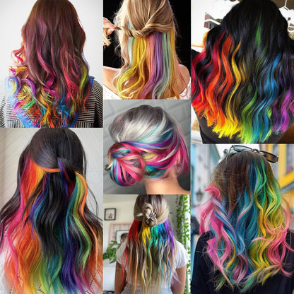 Packaging layout of the TOFAFA 22 pieces colorful hair extension gift set for women and kids