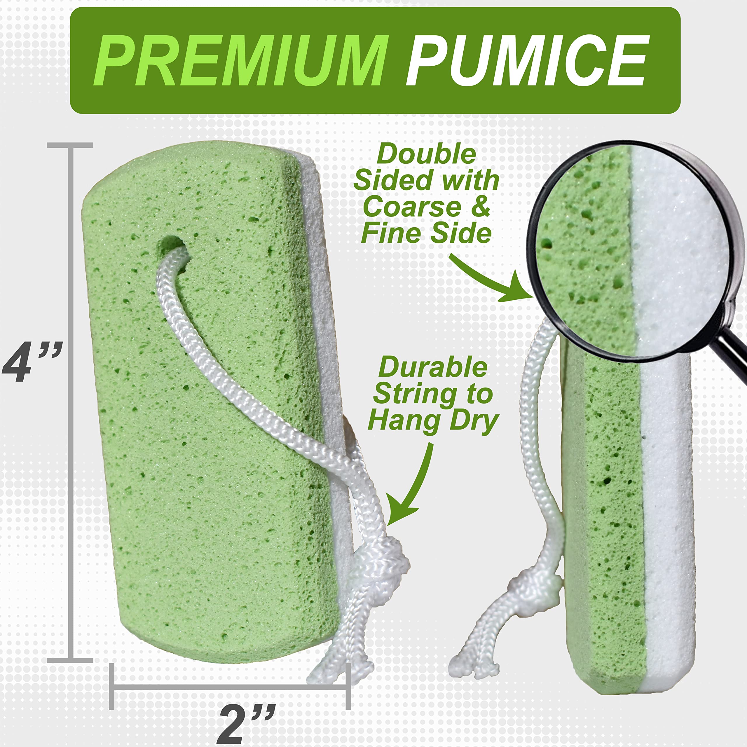 Close up of EntreFeet double sided abrasive pumice stone for callus removal