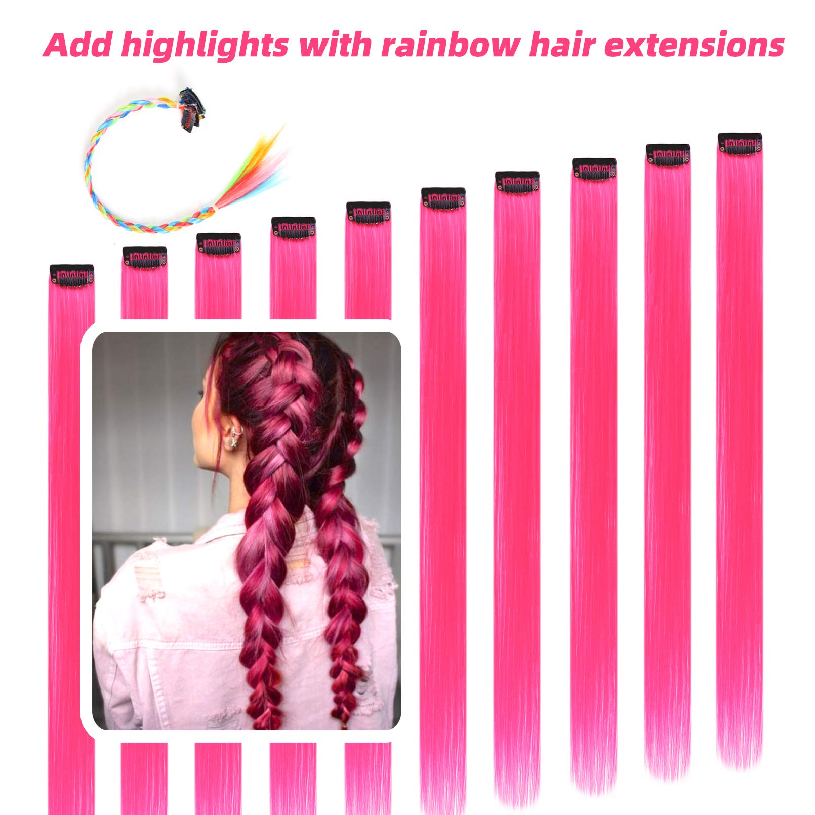 Close up view of the premium quality Korean synthetic fiber highlights with independent attachment clips.