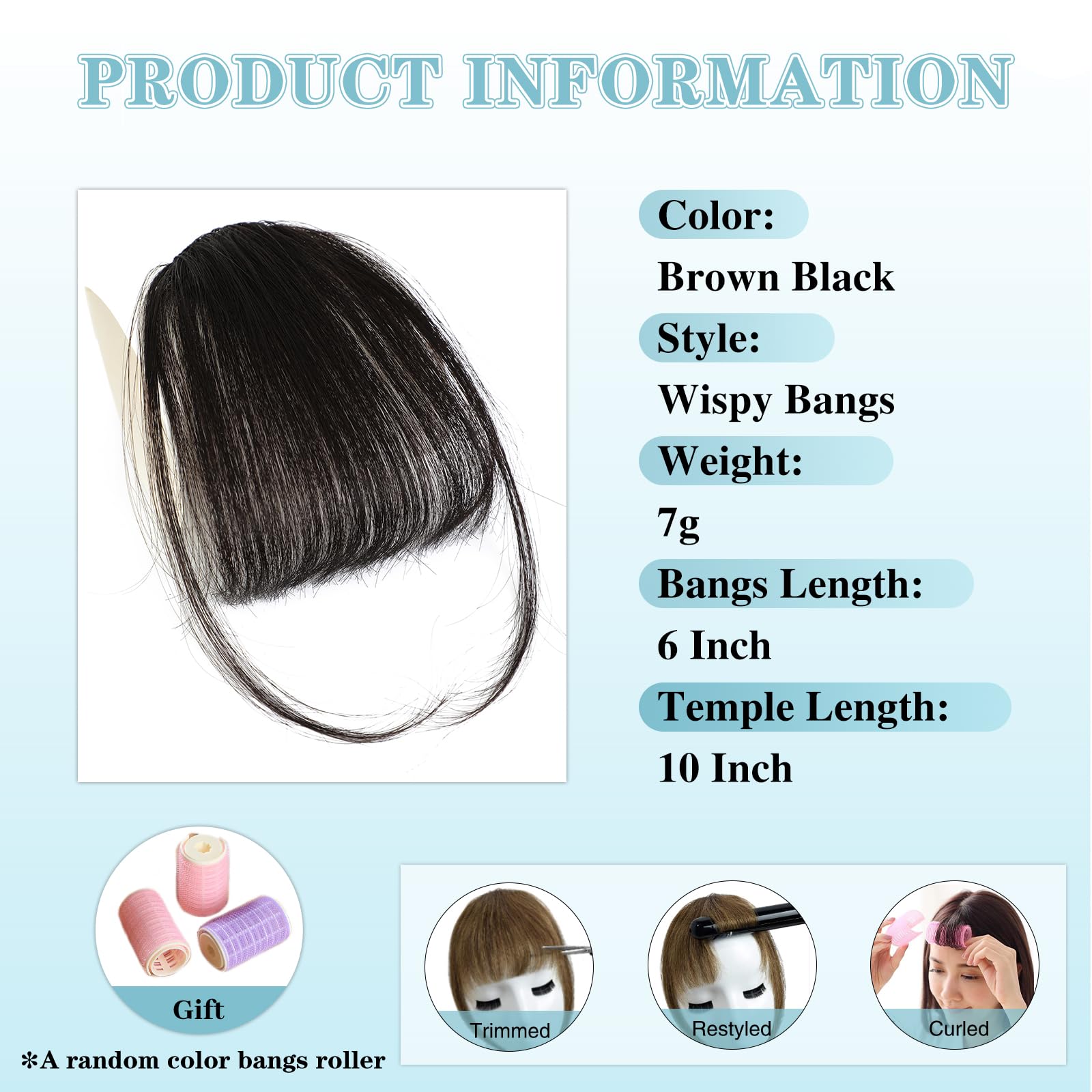 NAYOO wispy air bangs fringe extension showing secure attachment clips