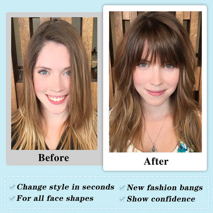 Heat resistant premium human hair wispy bangs hairpiece application step