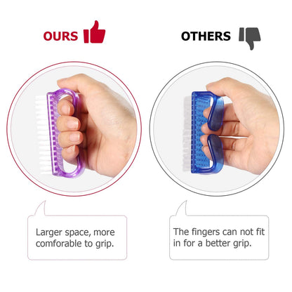 Four bright colored personal care scrubbing brushes for men and women