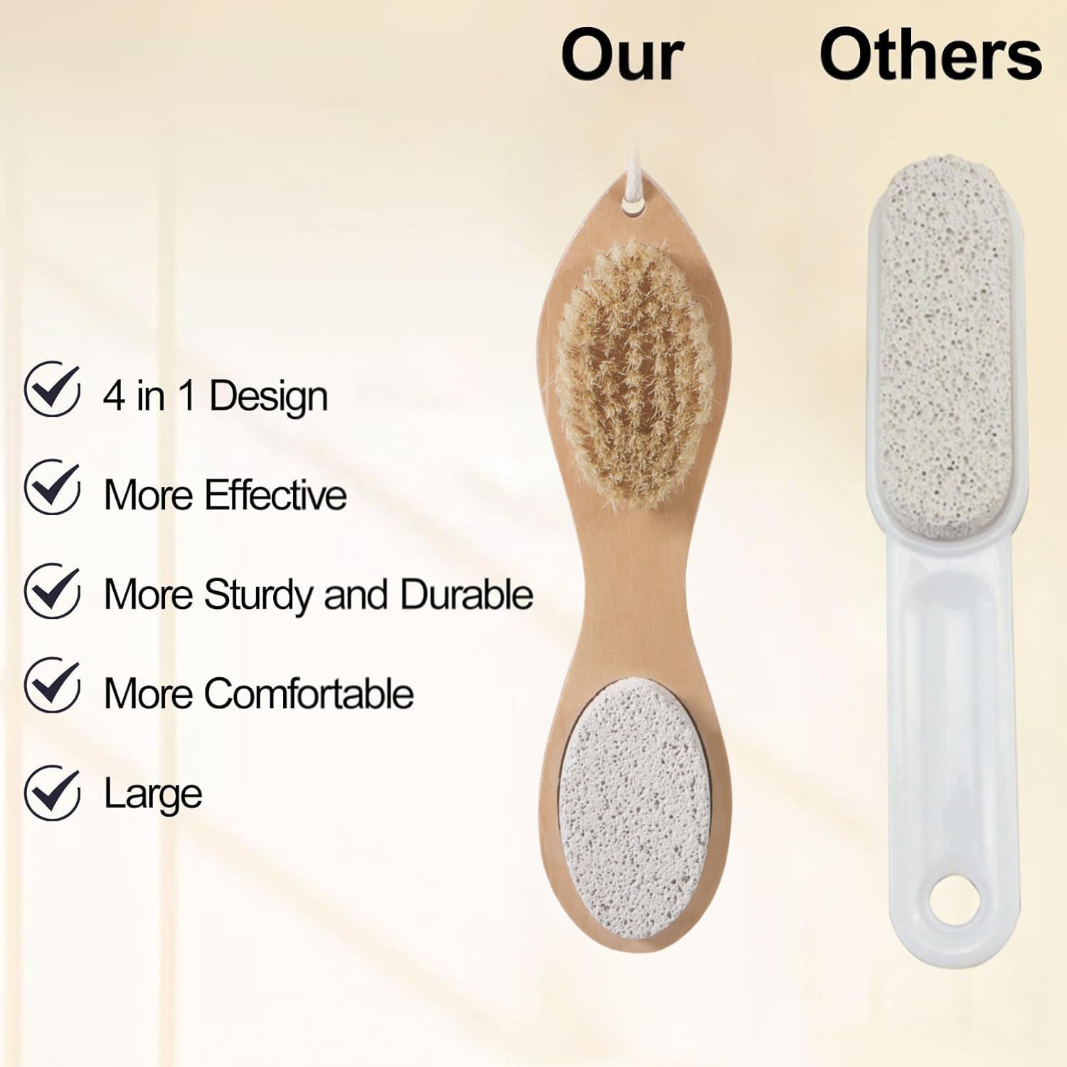 4-in-1 pedicure tool natural pumice stone surface