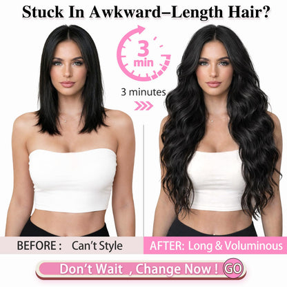 ALXNAN 4 pieces double weft hairpieces laid out flat demonstrating secure BB clips.