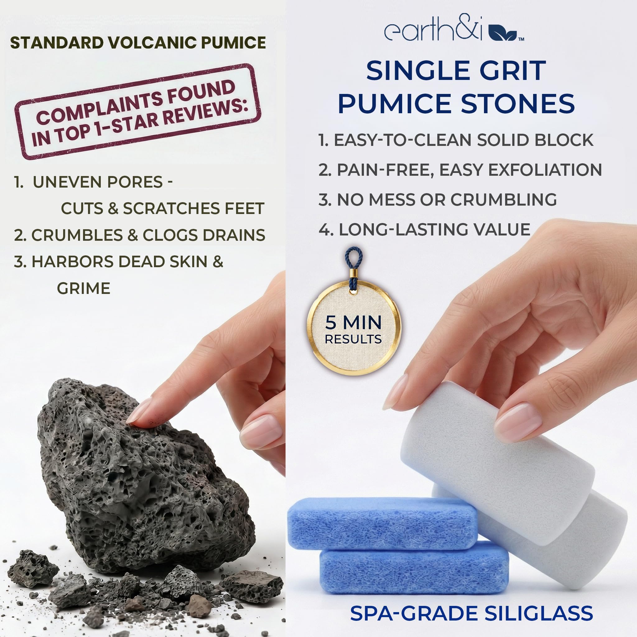Durable glass pumice stones for professional pedicure