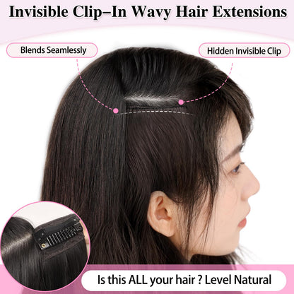 Detailed view of the damage free double weft design on 190g synthetic hairpiece.