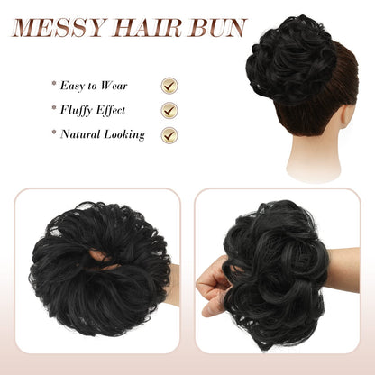 FESHFEN large elastic hair bun scrunchie demonstrating the stretchable band feature.