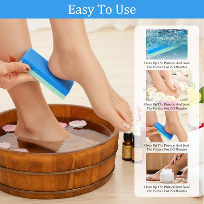 Lifestyle shot demonstrating use of pumice stone on cracked heel