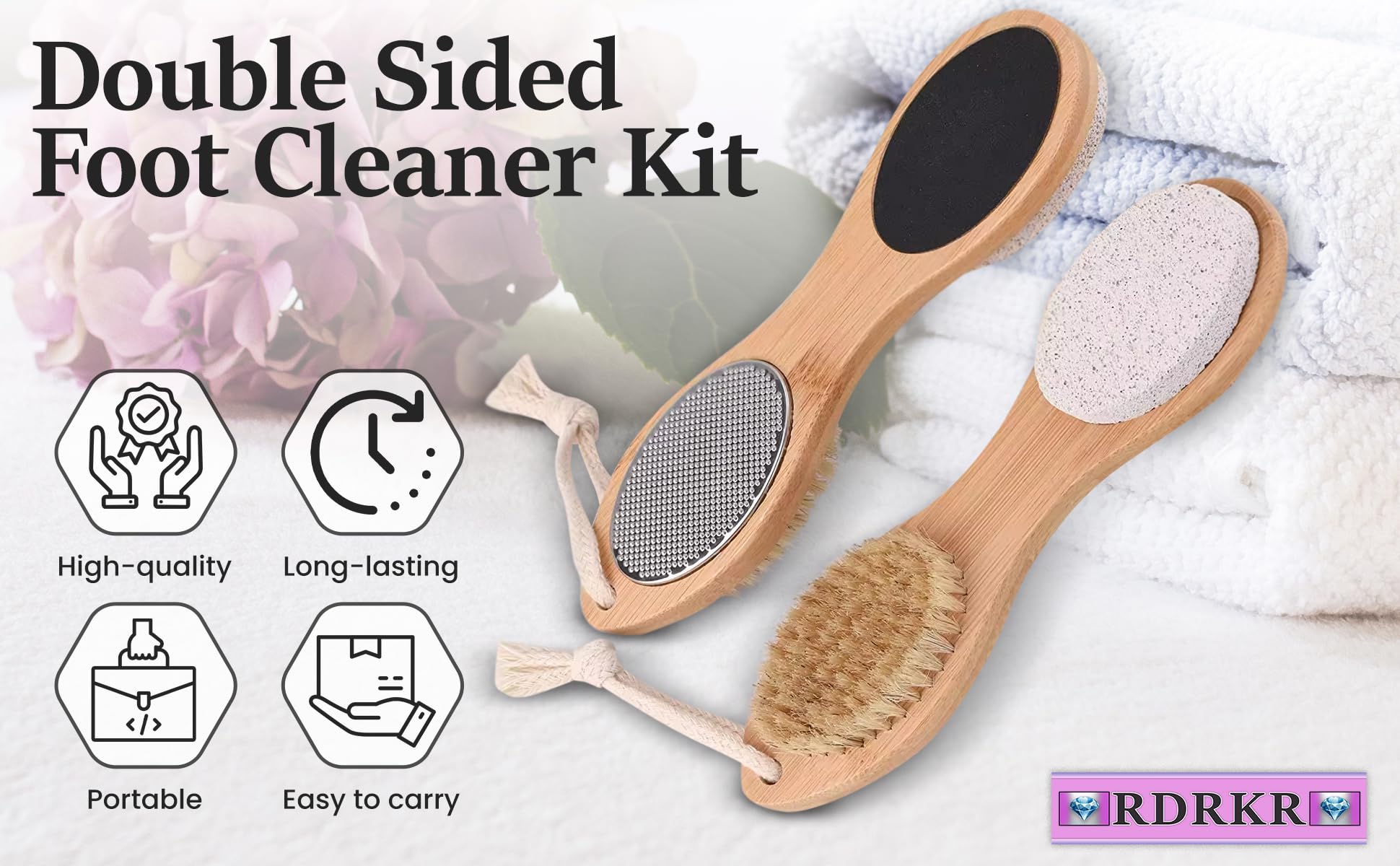 Boar bristle brush side of the 4-in-1 foot care tool for deep cleansing