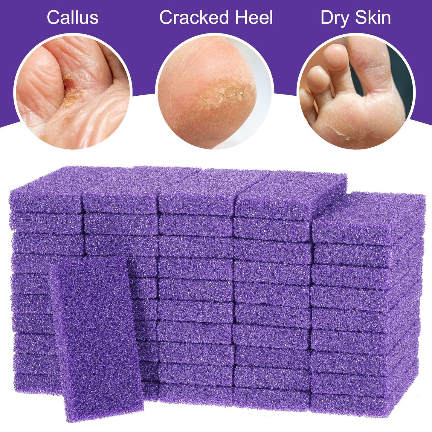 Hand holding disposable pumice stone for heel exfoliation