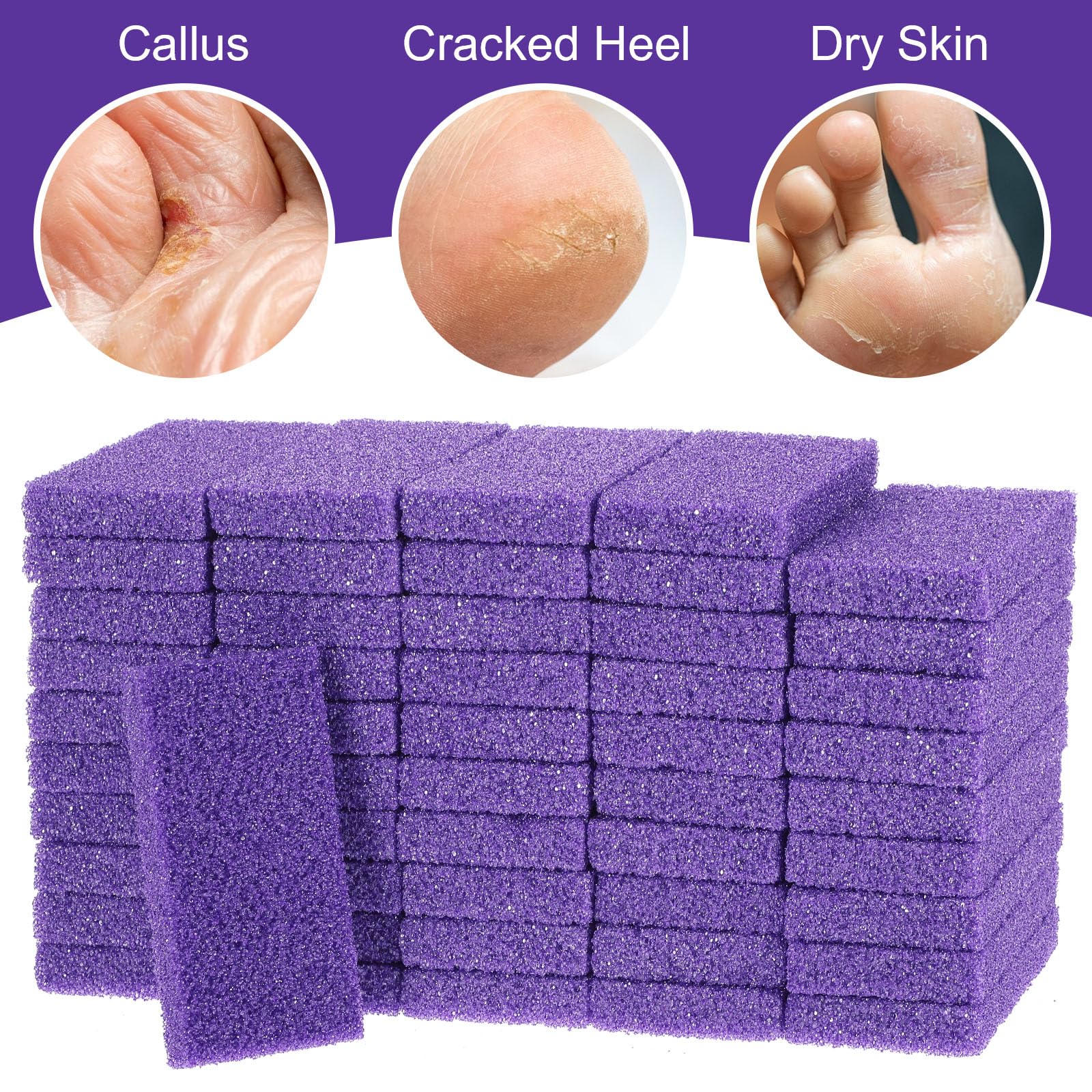 Hand holding disposable pumice stone for heel exfoliation