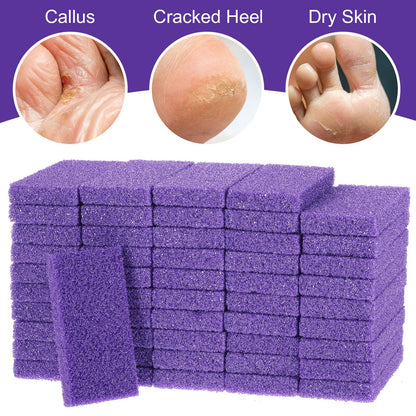 Hand holding disposable pumice stone for heel exfoliation
