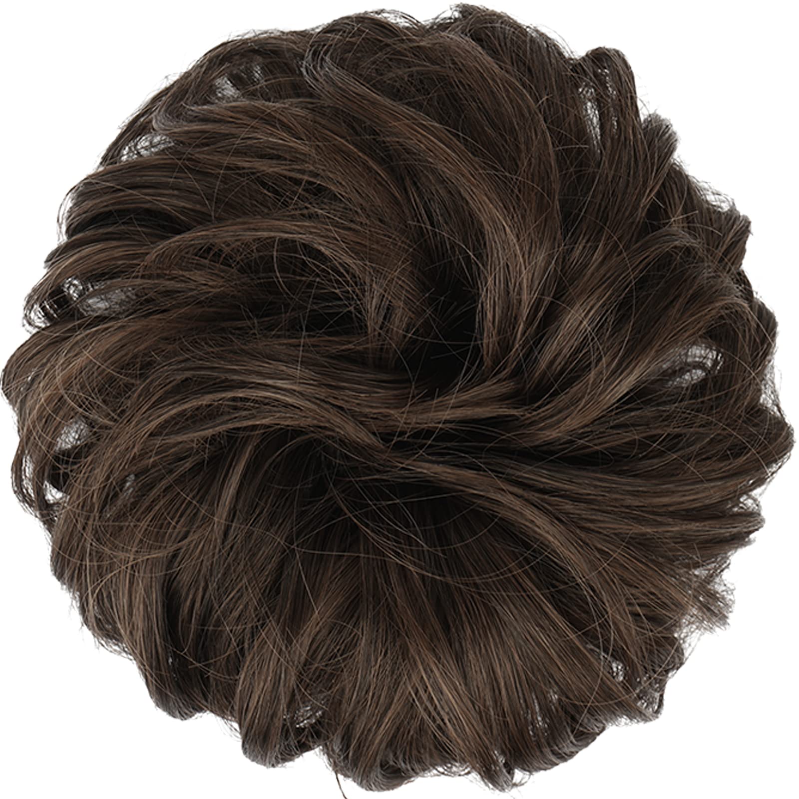 FESHFEN synthetic chignon hairpiece in dark brown and light auburn mixed shade