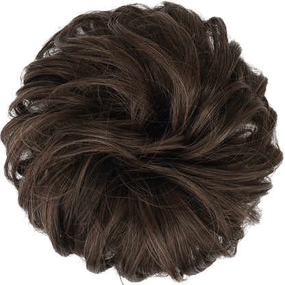 FESHFEN synthetic chignon hairpiece in dark brown and light auburn mixed shade