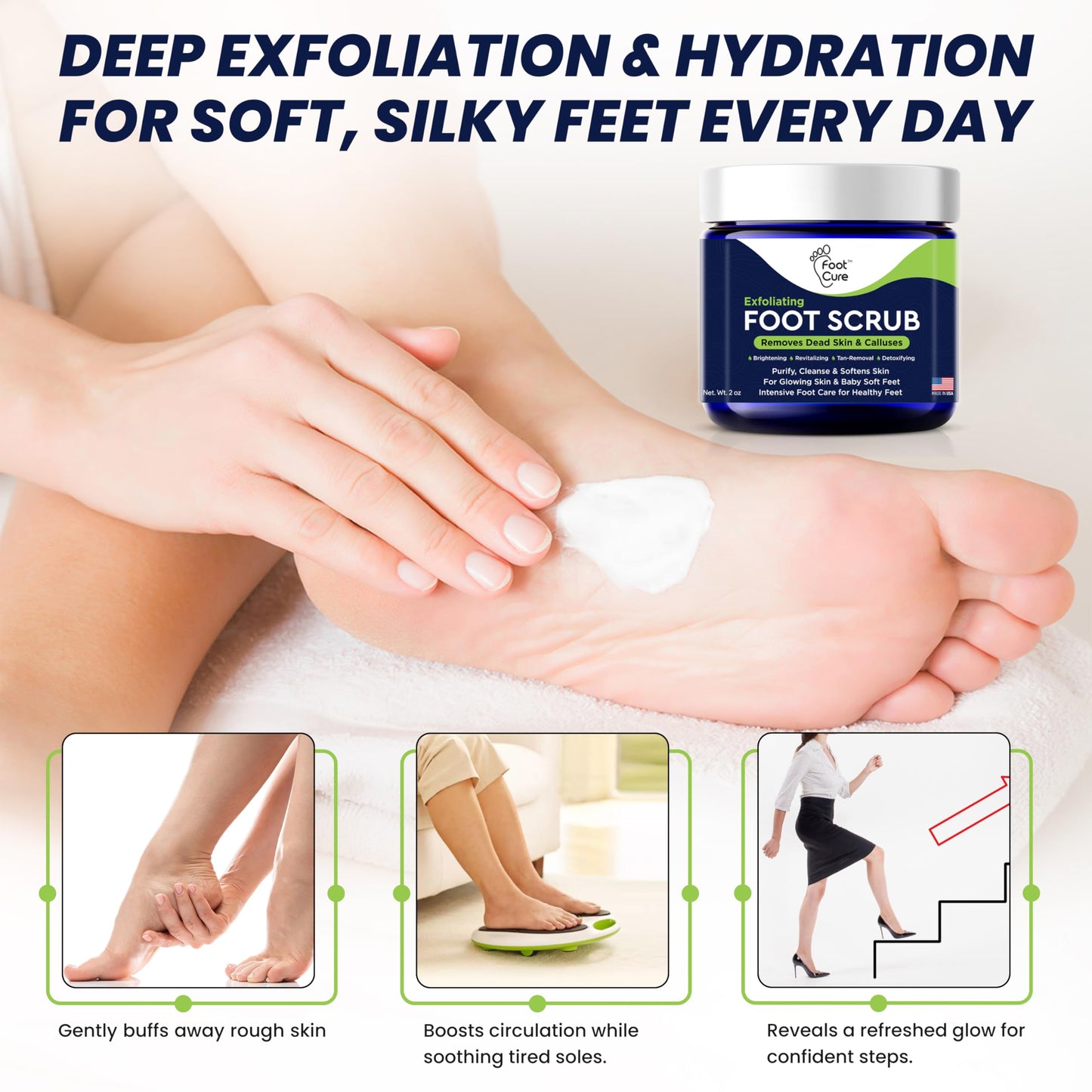 Close up of exfoliating foot scrub with natural pumice