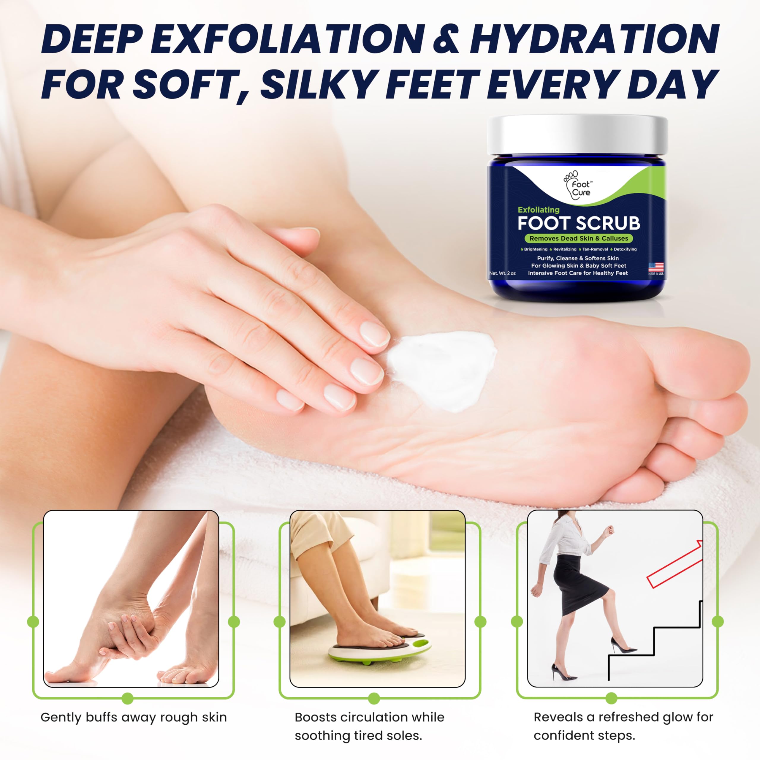 Close up of exfoliating foot scrub with natural pumice