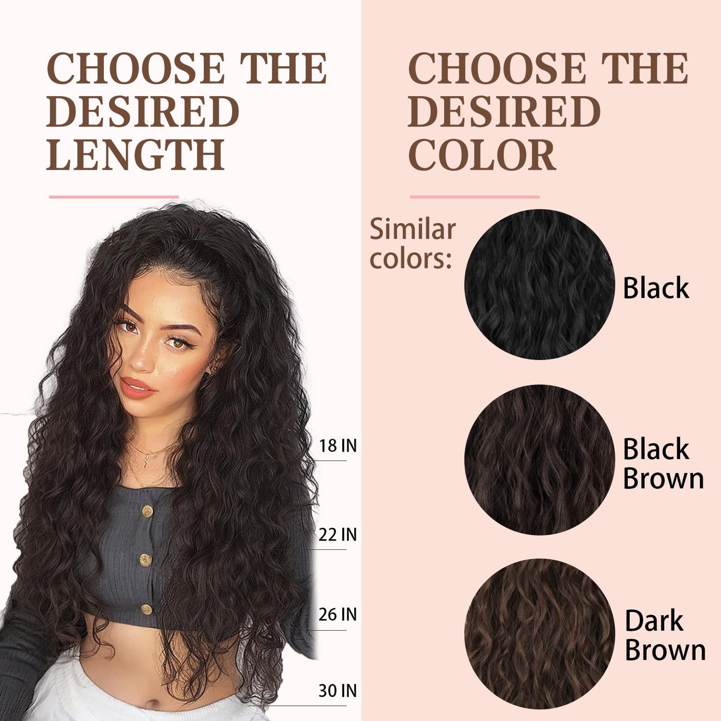 Product packaging and premium texture view of the ORSUNCER daily use long curly pony tail