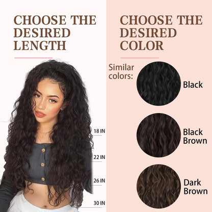 Product packaging and premium texture view of the ORSUNCER daily use long curly pony tail