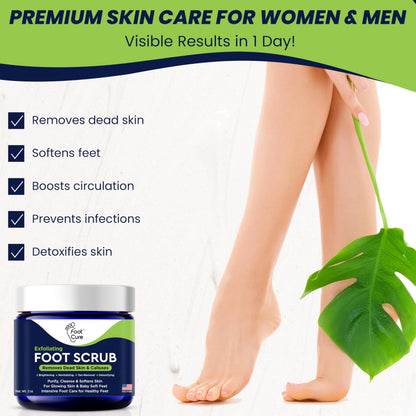 Applying Foot Cure scrub to cracked heels