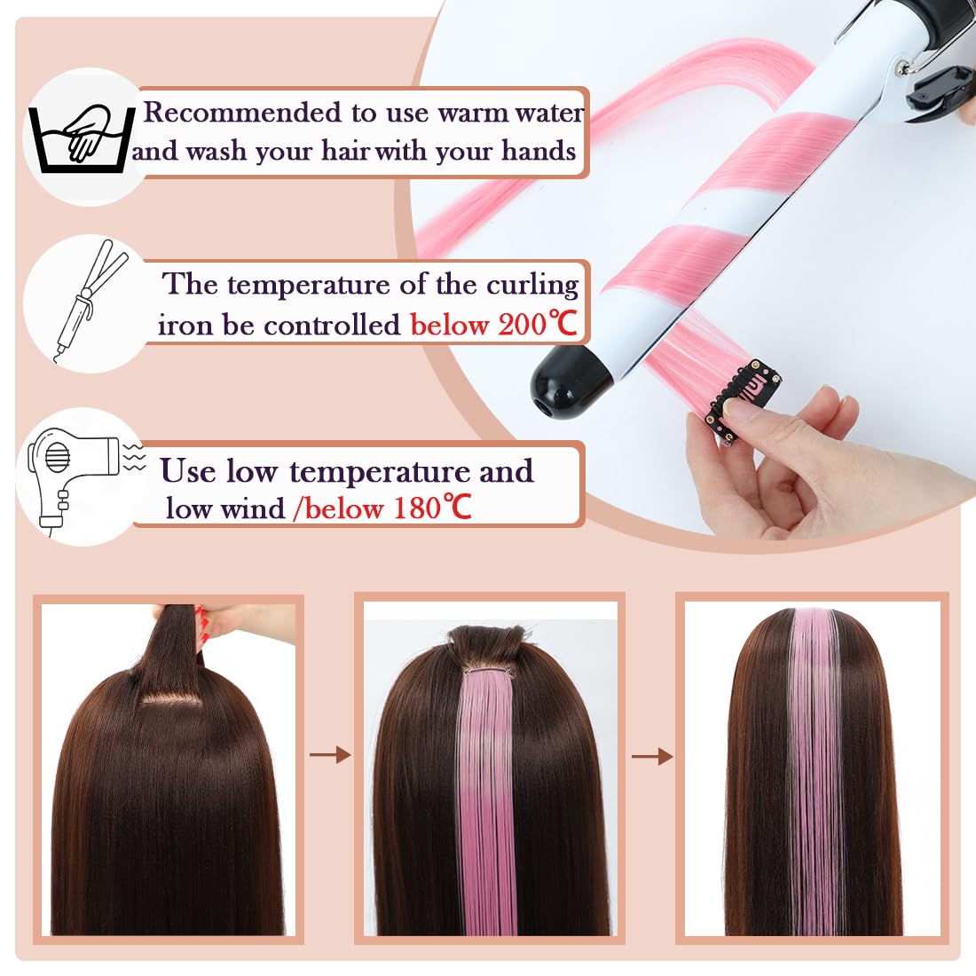 GZVIS colored highlight hairpieces demonstrating heat resistant synthetic fiber texture