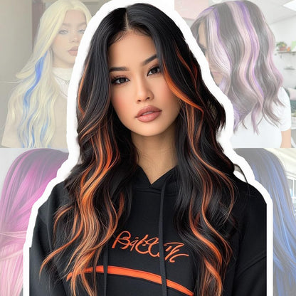 Side view of the long straight pink hair extension clip-ins for women