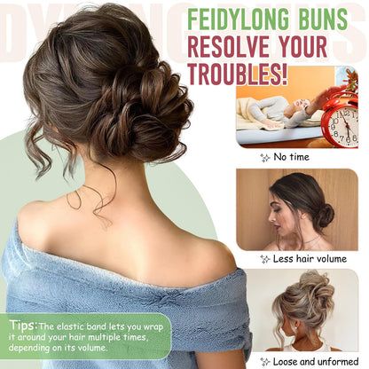 Side angle of the FeidyLong dark brown hair extension piece blending with natural hair.