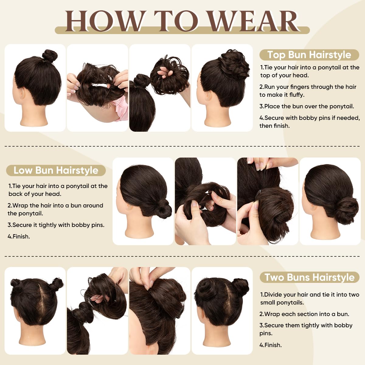 Before and after comparison using the CJL HAIR blonde hair scrunchie to add volume to fine hair.