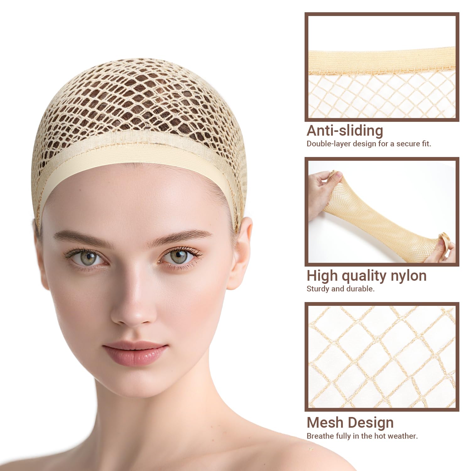Breathable mesh texture of Morgles hair net close up