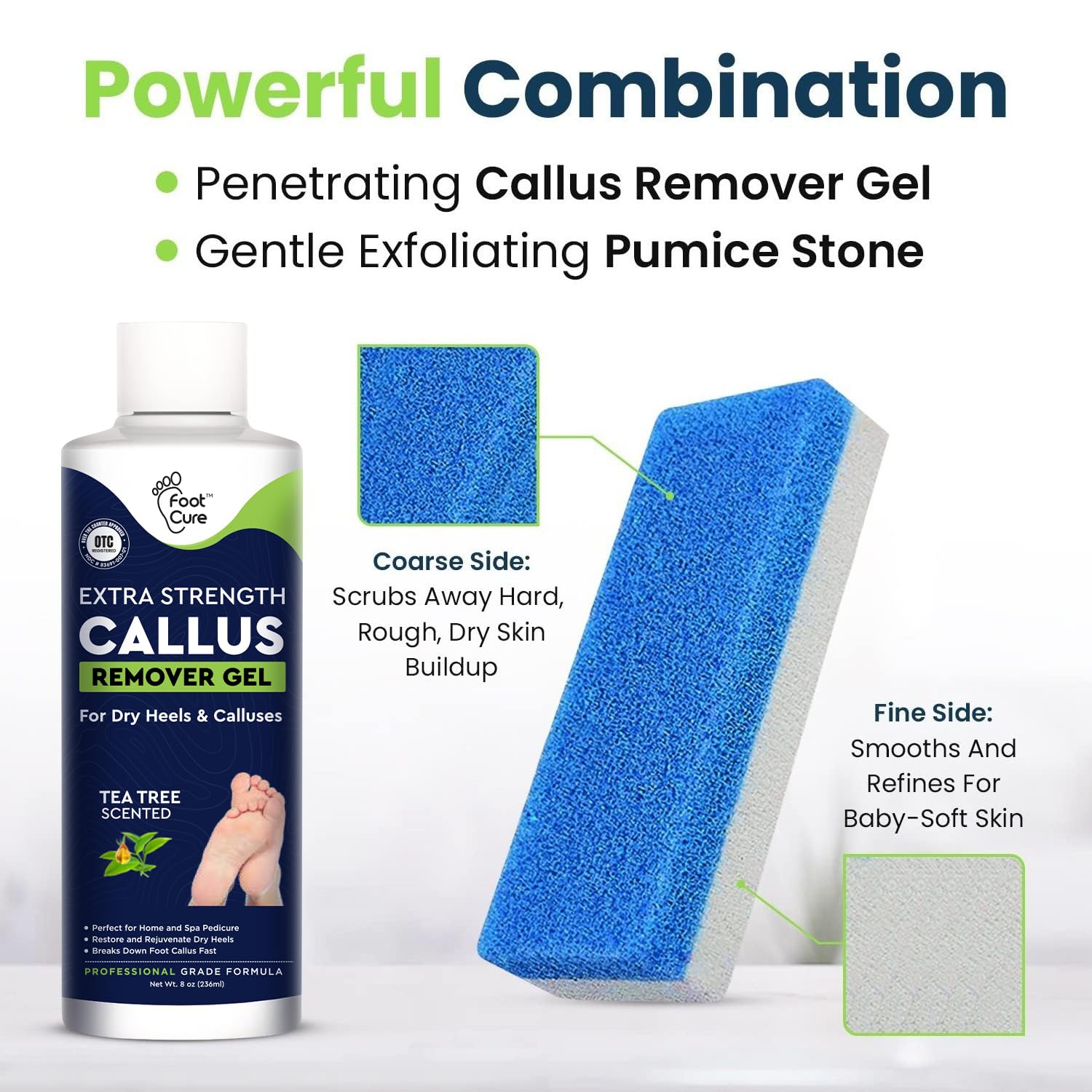 Dual-textured foot pumice stone for callus exfoliation